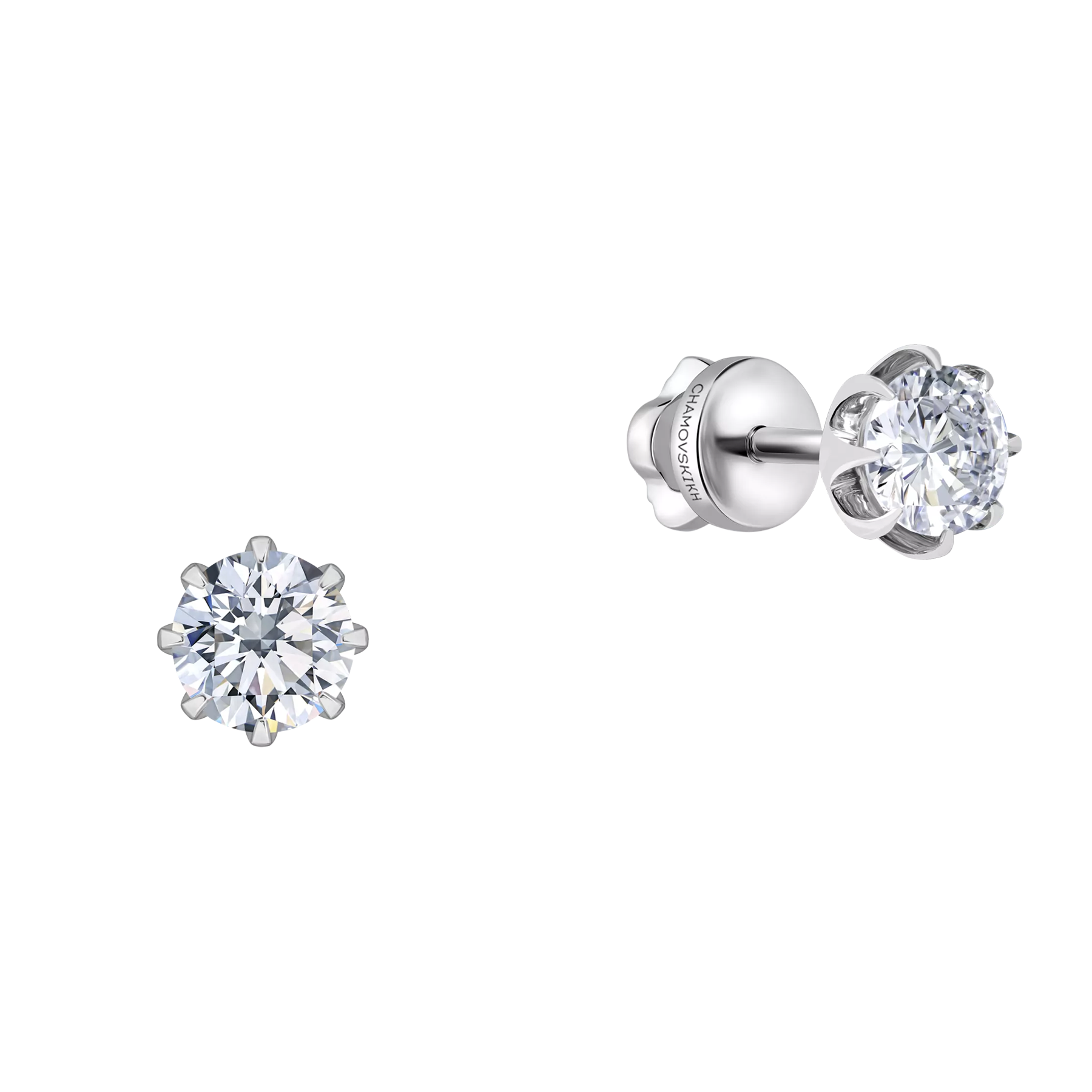 Пусеты с бриллиантами, сапфирами и изумрудами, белое золото