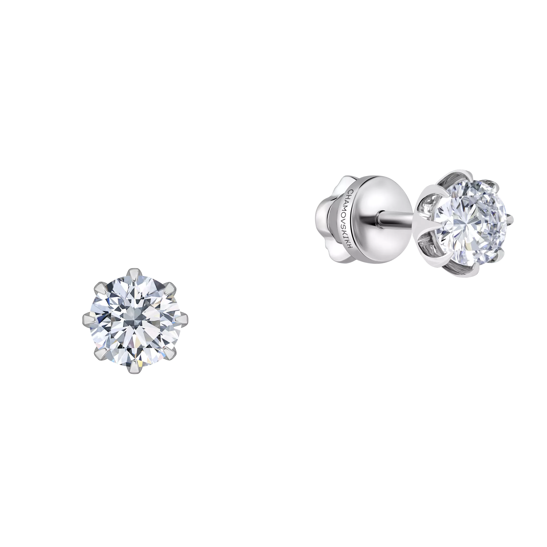 Пусеты с бриллиантами и сапфирами, белое золото