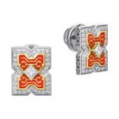 Пусеты с бриллиантами, белое и жёлтое золото