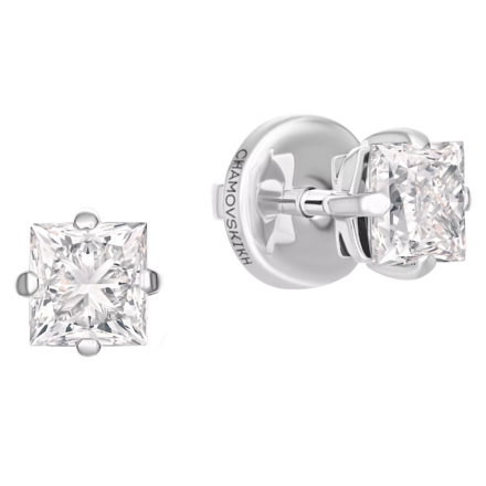 Пусеты с бриллиантами, белое золото, н.керамика 1