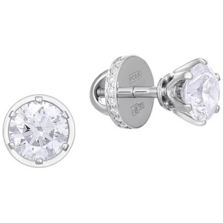 Пусеты с бриллиантами, белое золото 1