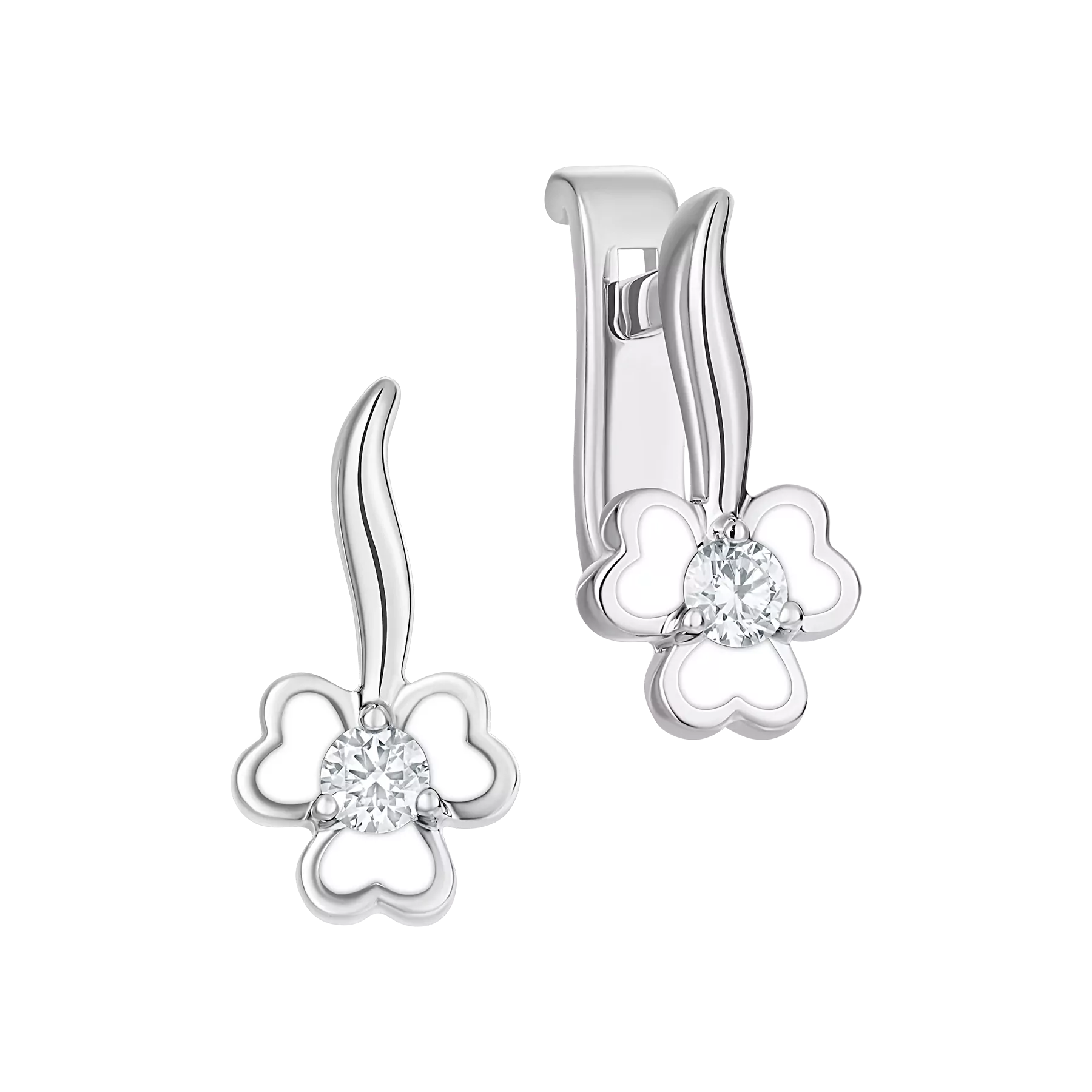 Серьги с бриллиантами, белое золото, н.керамика