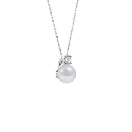 Колье с жемчугом и бриллиантами, белое золото 2