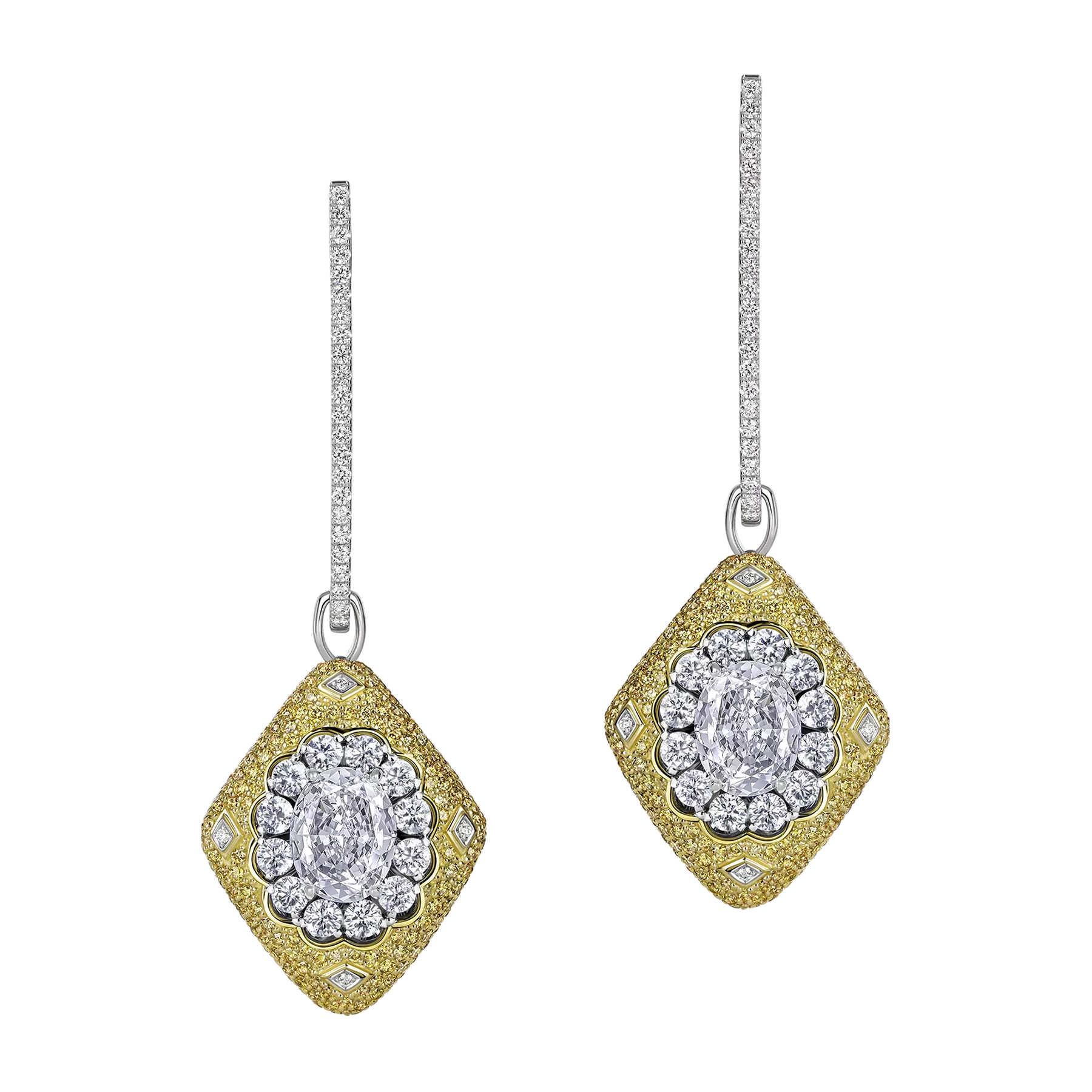 Серьги с бриллиантами, жёлтое и белое золото