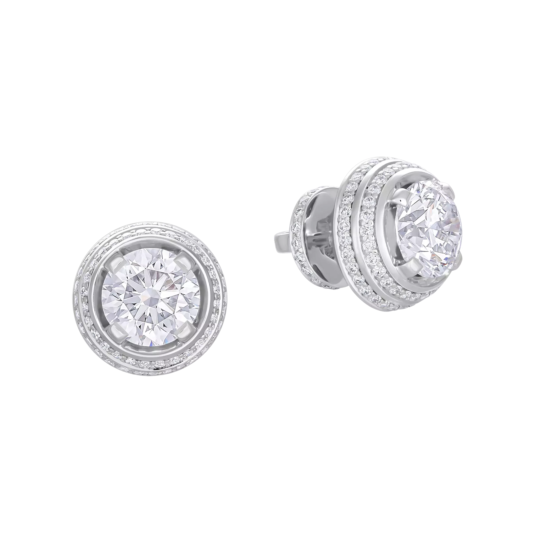 Пусеты с бриллиантами, белое золото, н.керамика