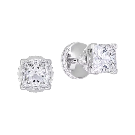 Пусеты с бриллиантами, белое золото, н.керамика 1