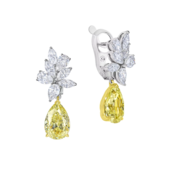 Серьги с бриллиантами, белое и жёлтое золото