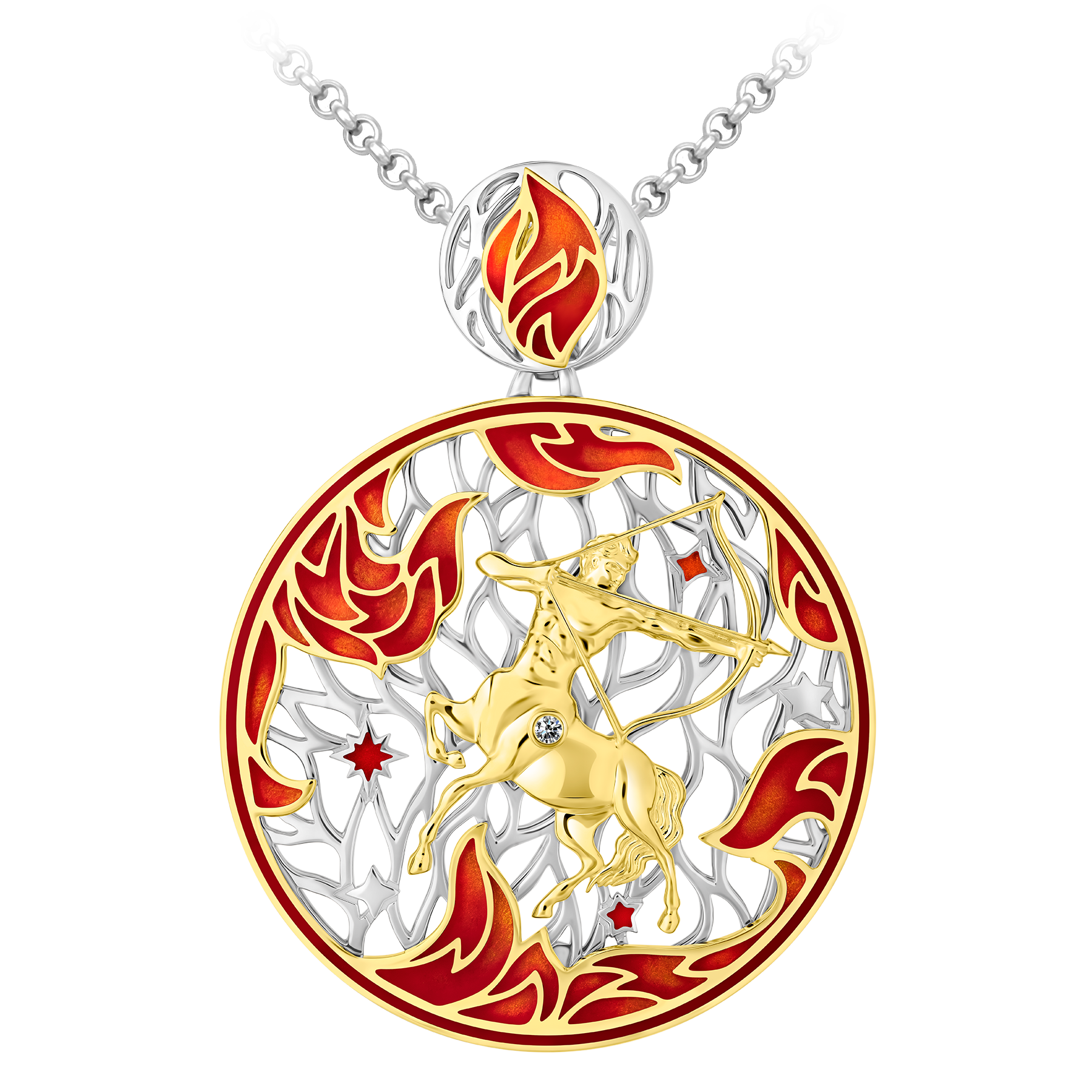 Подвес с бриллиантом, белое и жёлтое золото, н.керамика