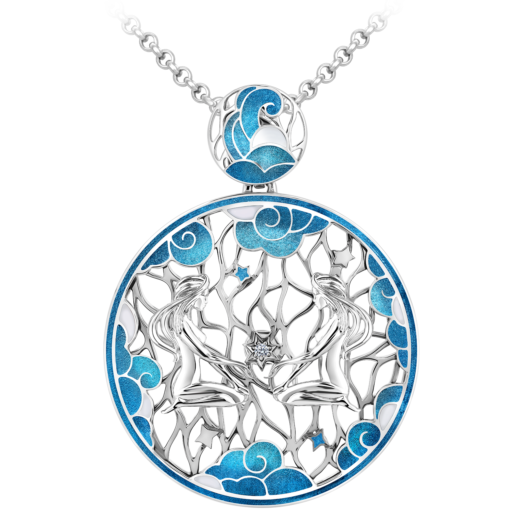 Подвес с бриллиантом, белое золото, н.керамика