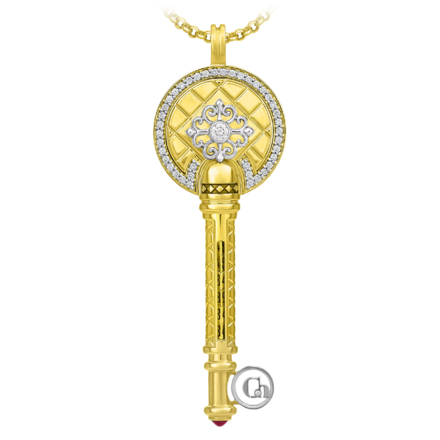 Подвес с рубином и бриллиантами, жёлтое и белое золото 1