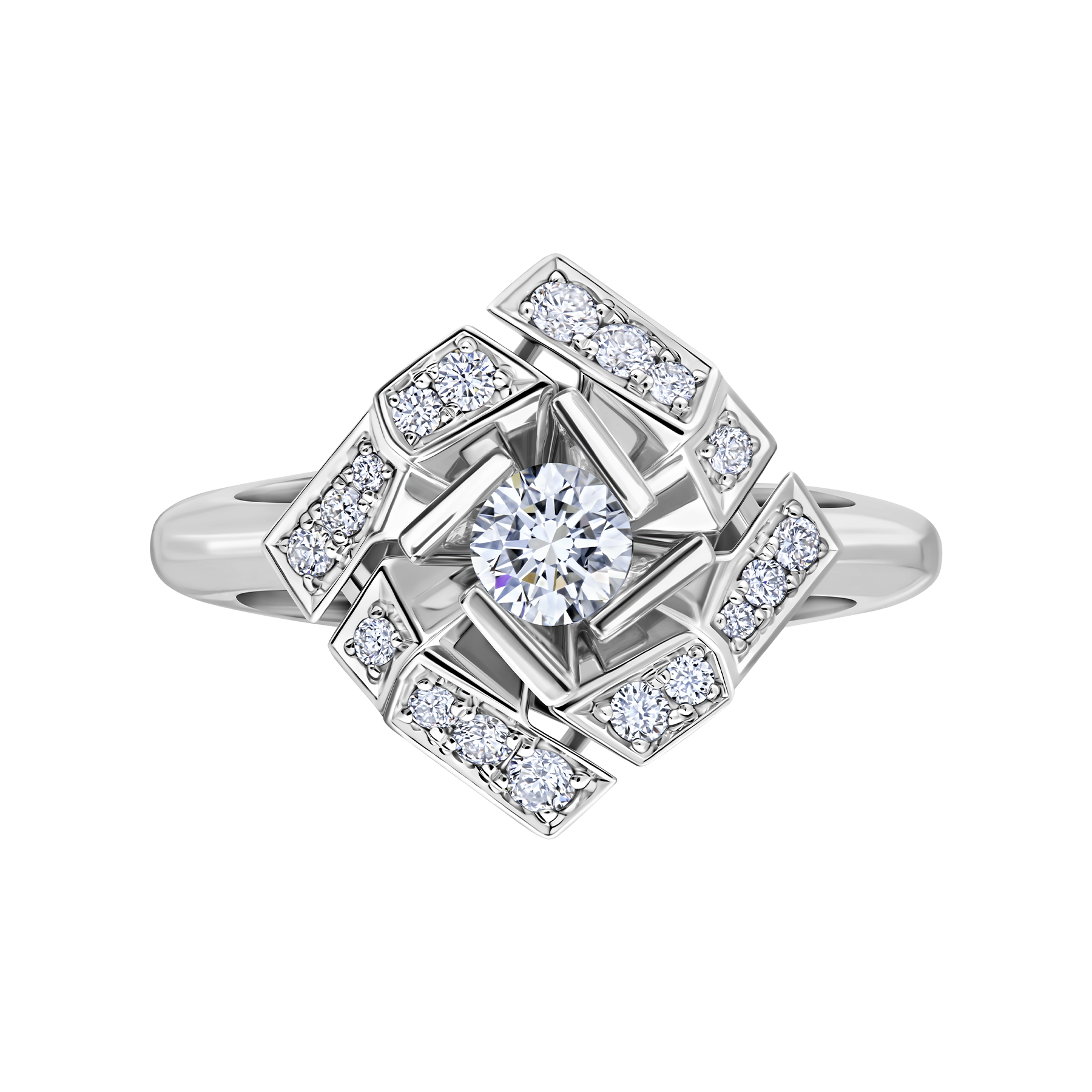 Кольцо с бриллиантами, белое золото