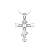 Крест с бриллиантами, белое и жёлтое золото, н.керамика