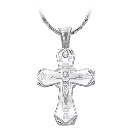 Крест с бриллиантом, белое золото, н.керамика 1