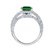 Кольцо с верделитом и бриллиантами, белое золото