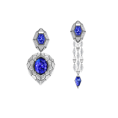 Серьги с бриллиантами и танзанитами, белое золото