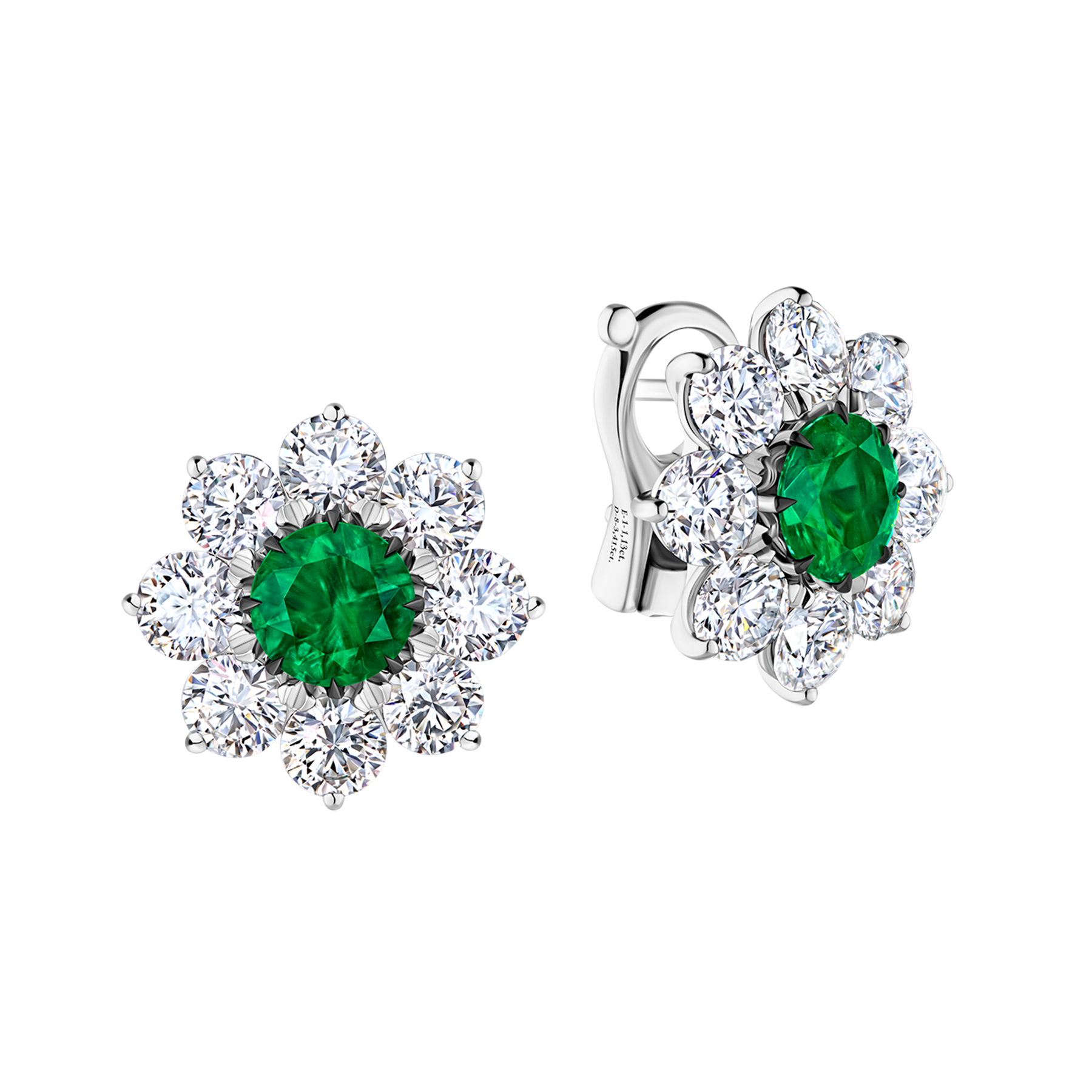 Серьги с изумрудами и бриллиантами, белое золото
