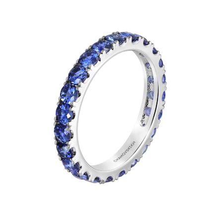 Обручальное кольцо с сапфирами, белое золото 1