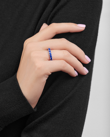 Обручальное кольцо с сапфирами, белое золото 2