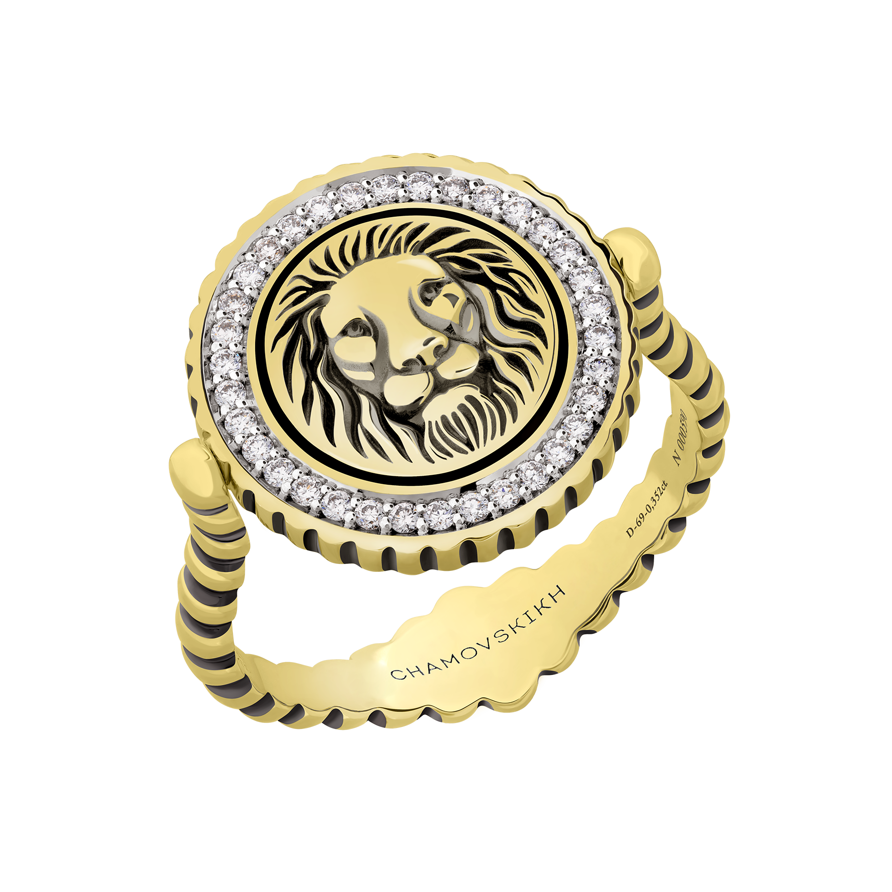 Кольцо с бриллиантами, жёлтое золото, н.керамика