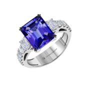 Кольцо с танзанитом и бриллиантами, белое золото