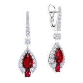 Серьги с рубинами и бриллиантами, белое золото