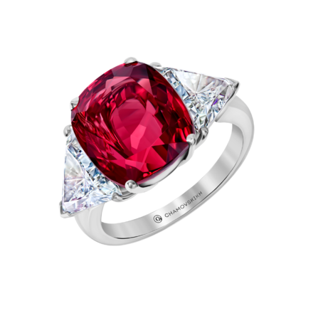 Кольцо с рубином и бриллиантами, платина 1