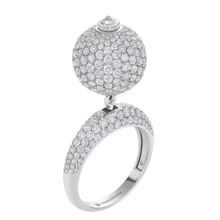 Кольцо с бриллиантами, белое золото 1