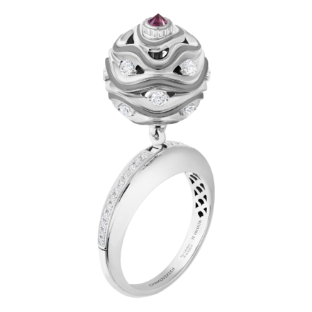 Кольцо с рубином и бриллиантами, белое золото 1
