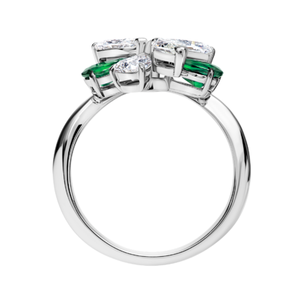 Кольцо с изумрудами и бриллиантами, белое золото 2