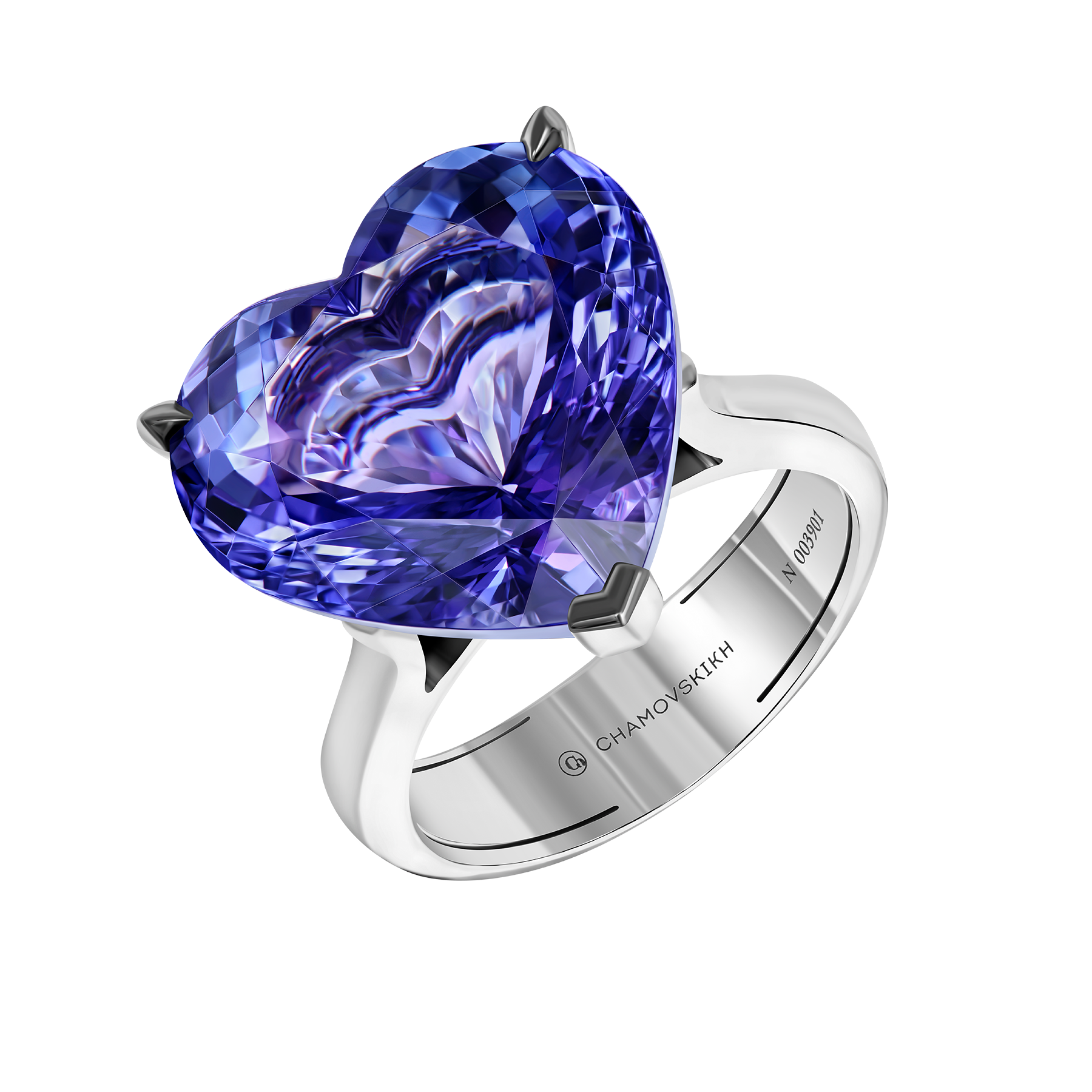 Кольцо с танзанитом, белое золото