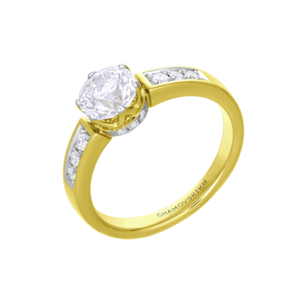 Кольцо с бриллиантами, жёлтое золото 1