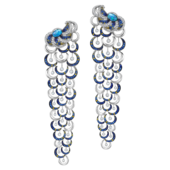 Серьги с опалами, бриллиантами и сапфирами, белое золото