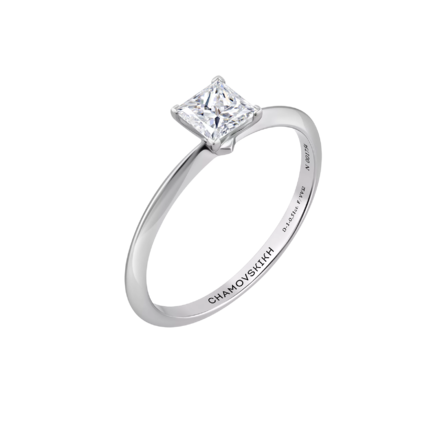 Кольцо с бриллиантом, белое золото 1