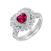 Кольцо с рубином и бриллиантами, белое золото