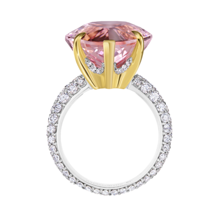 Кольцо с морганитом и бриллиантами, белое золото 2