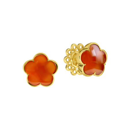 Пусеты с сердоликом, желтое золото 1