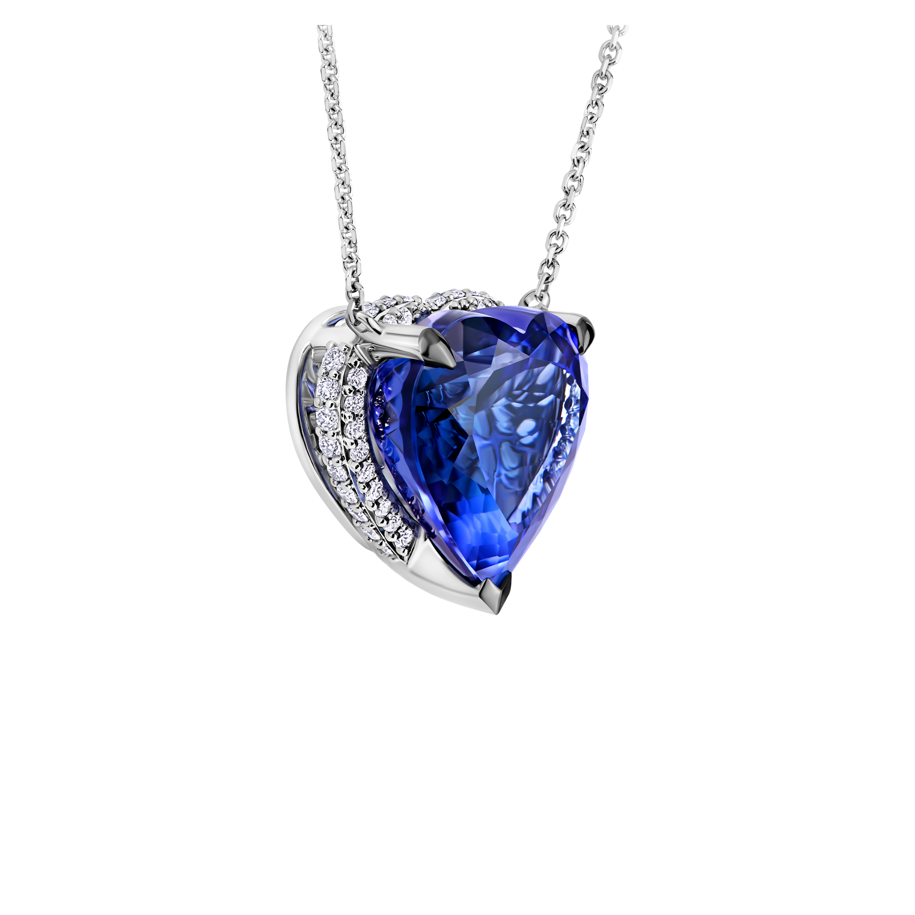Колье с танзанитом и бриллиантами, белое золото
