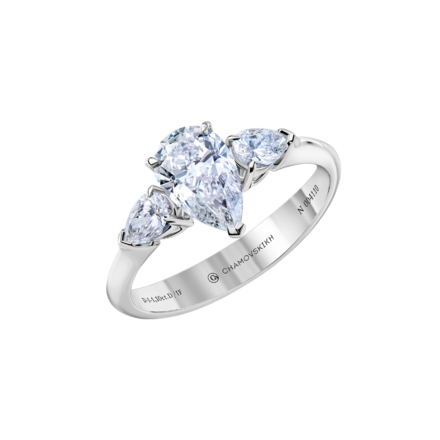 Кольцо с бриллиантами, белое золото 1