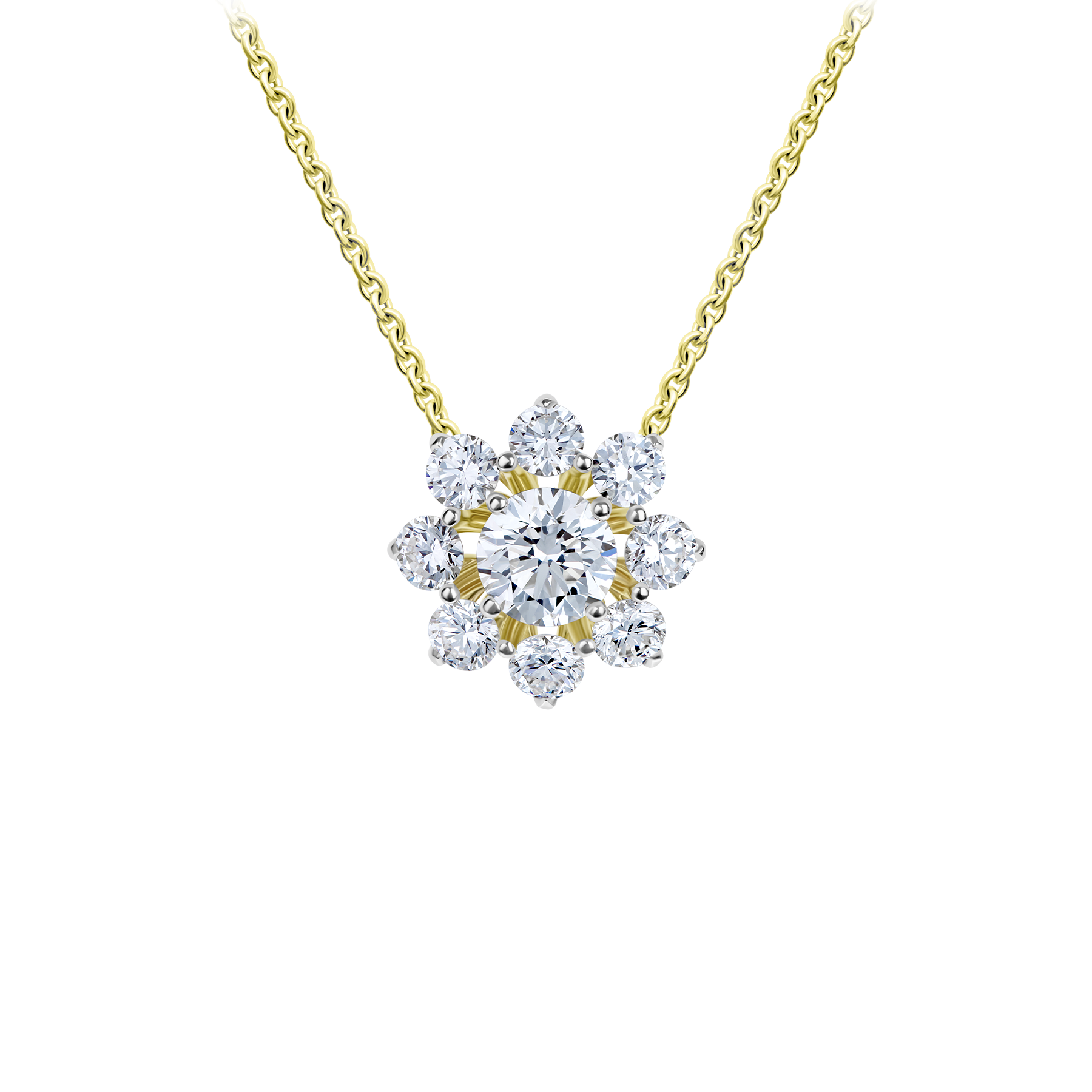 Колье с бриллиантами, желтое золото