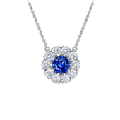Колье с сапфиром и бриллиантами, белое золото