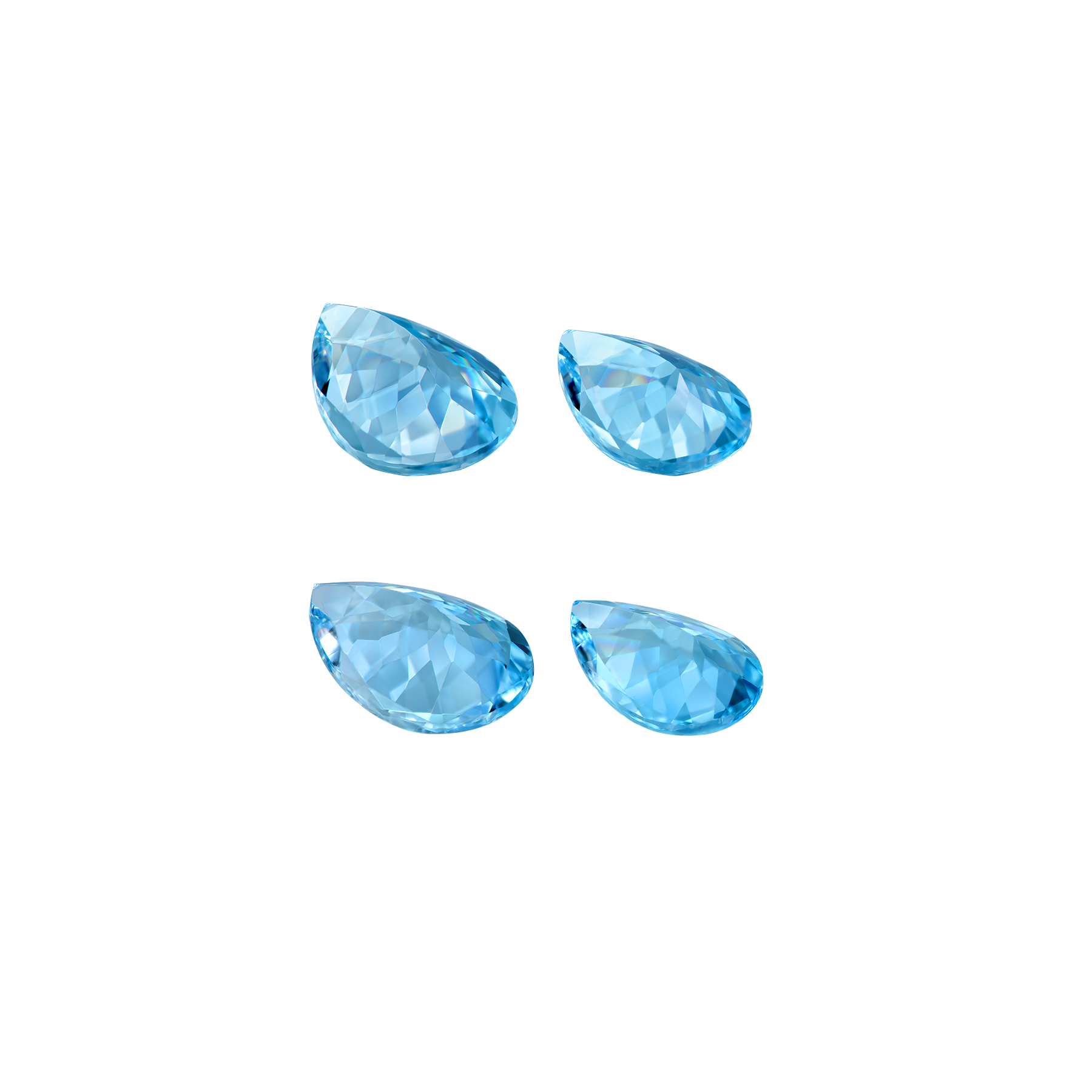 Сет из четырех аквамаринов, Груша, 4 шт. 5,7ct