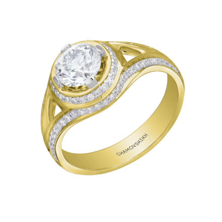 Кольцо с бриллиантами, желтое золото 1