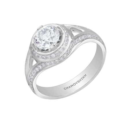 Кольцо с бриллиантами, белое золото 1