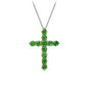 Колье с демантоидами и бриллиантом, белое золото