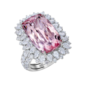 Кольцо с морганитом и бриллиантами, белое золото