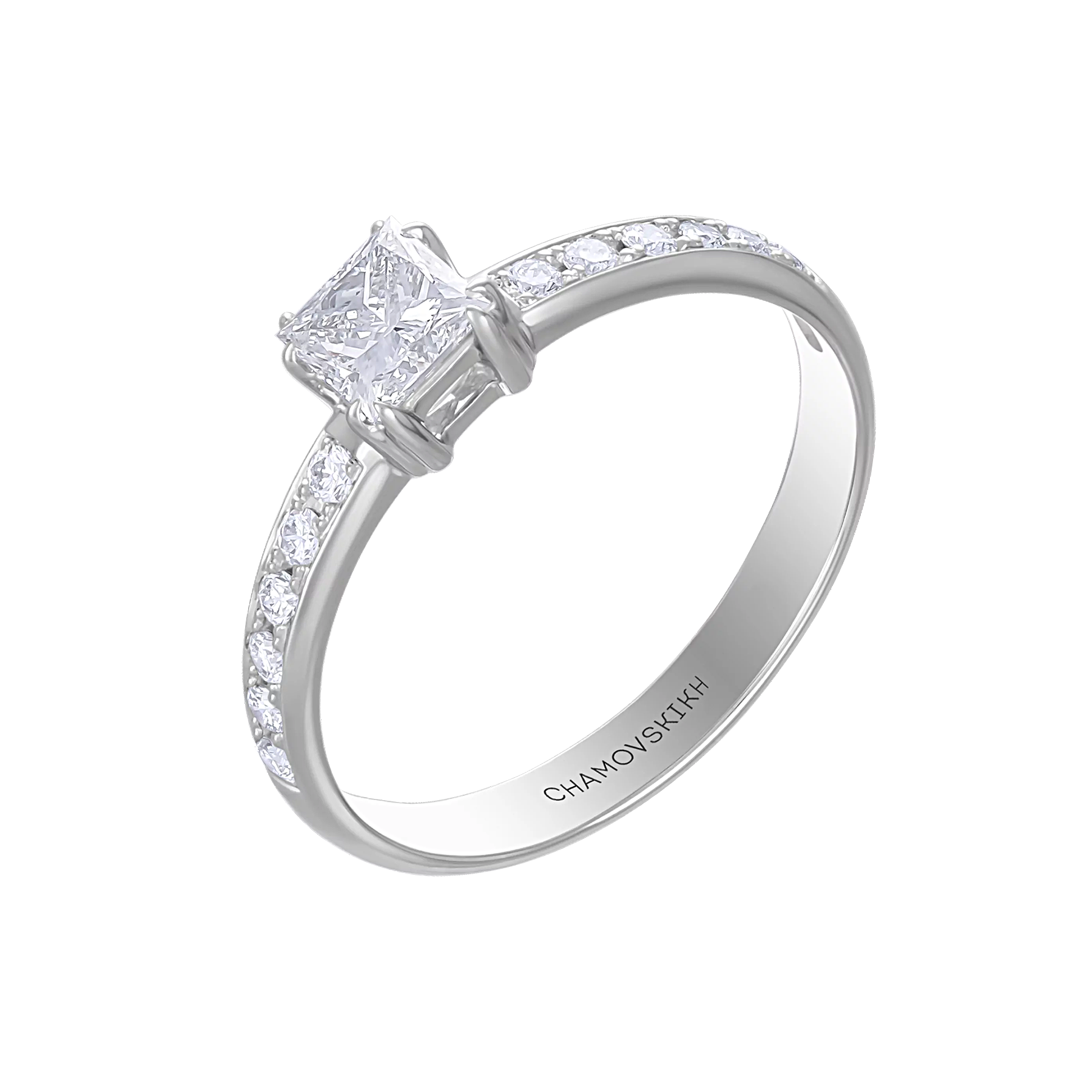 Кольцо с бриллиантами, белое золото