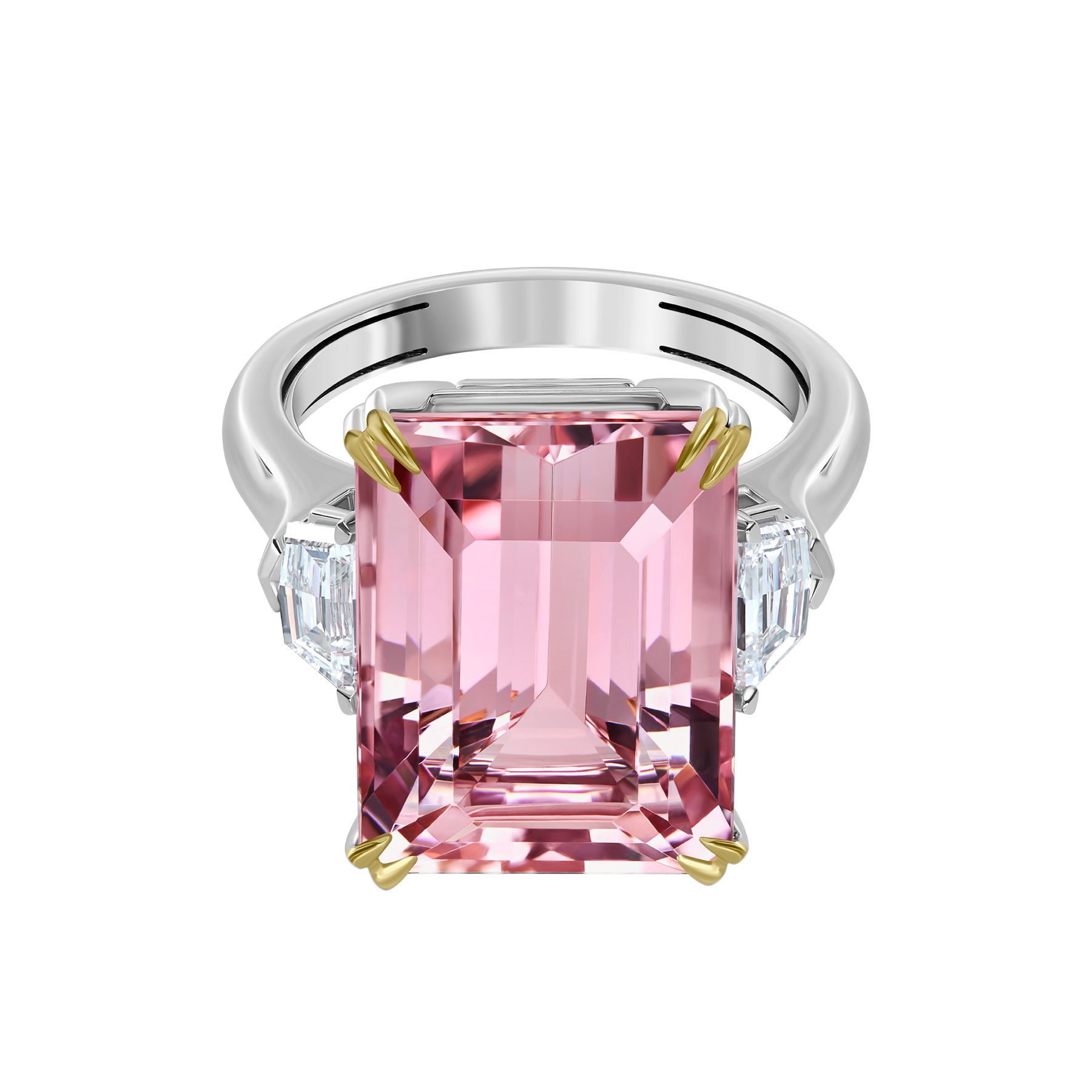 Кольцо с морганитом и бриллиантами, белое золото