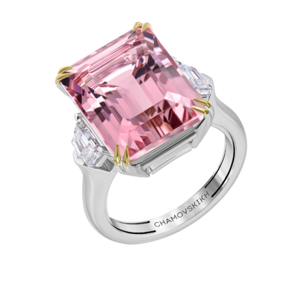 Кольцо с морганитом и бриллиантами, белое золото 1