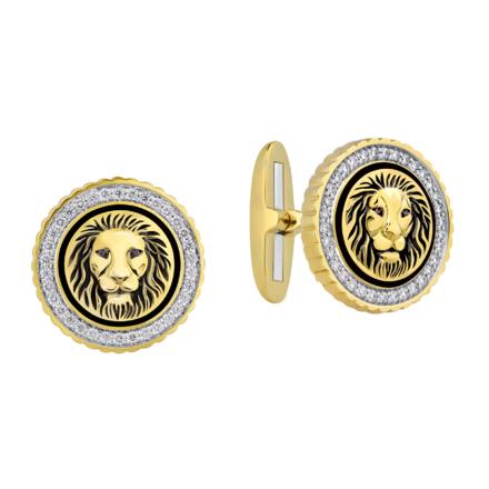 Запонки с бриллиантами, желтое золото, н.керамика 1