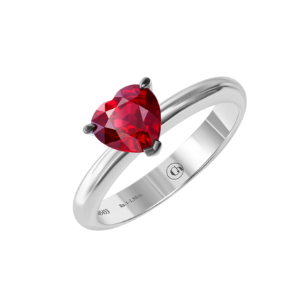 Кольцо с рубином, белое золото 1